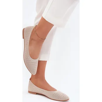Dámské lodičky Síťované Textilní Baleríny Dámské Sarina Barva: Béžová, Velikost: 38