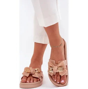 Dámské pantofle Dámské Pantofle S Mašlí A u Broží Lynara Barva: Béžová, Velikost: 39