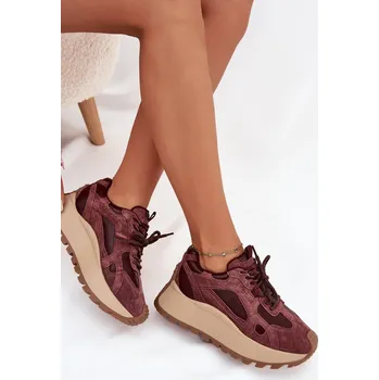 Dámské tenisky Kožené Sneakersy Na Platformě Dámské Big Star SS274625 HI-POLY SYSTEM Barva: Červená, Velikost: 38