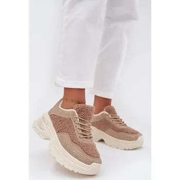 Dámské tenisky Dámské tenisky s krystaly a beránkovým kožíškem Zarika Barva: Béžová, Velikost: 37