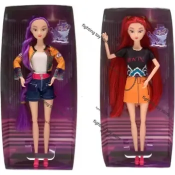 Panenka KPop Demon Hunters (Lovkyně démonů) KPop Demon Hunters - panenky (cca 27 cm) 2 ks (fialové + červené vlasy)