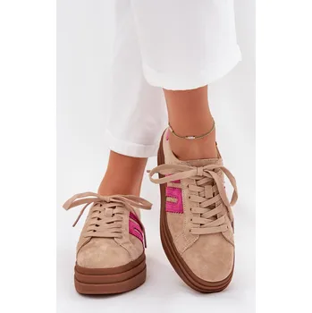 Dámské tenisky Dámské Tenisky Na Platformě Z Přírodní Semišové Eldira Barva: Béžová, Velikost: 41