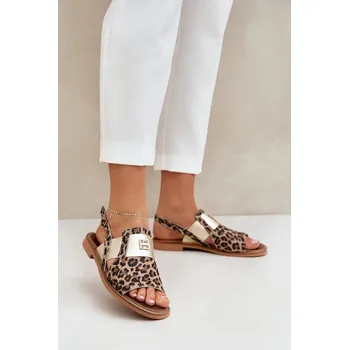 Dámské sandále Zazoo 40385 Dámské Kožené Sandály Barva: Béžová, Velikost: 36