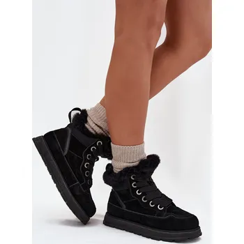 Dámská zimní obuv Dámské Zimní Boty Na Platformě S Kožíškem Big Star SS274369 Barva: Černá, Velikost: 36