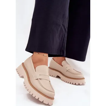 Dámské mokasíny Dámské Mokasíny Na Platformě A Plochém Podpatku Big Star NN274049 Barva: Béžová, Velikost: 41