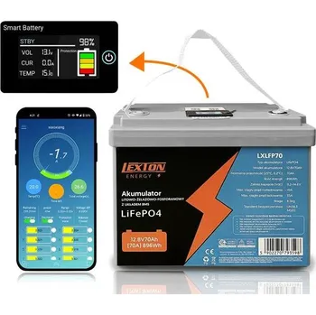 Trakční baterie 04250871 Baterie LiFePO4 12,8V 70Ah LEXTON LXLFP70 s BMS