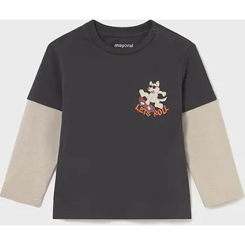 Triko s dlouhým dvoubarevným rukávem PEJSEK šedé BABY Mayoral velikost: 104