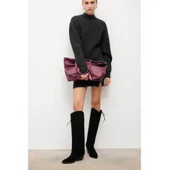 Dámské kozačky Semišové boty Answear.LAB černá barva, na podpatku V398-953-1 99X, EUR 41