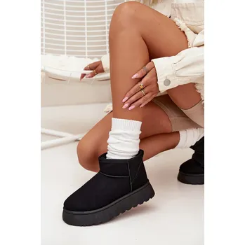 Dámská zimní obuv Dámské Sněhule Na Platformě Zateplené Kožíškem Khaki Vesirae Barva: Černá, Velikost: 39