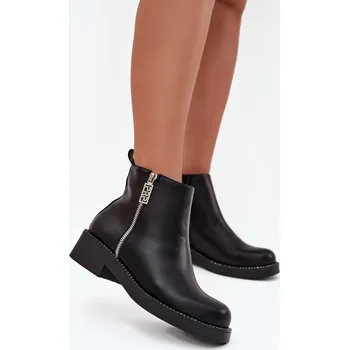 Dámské kozačky Zateplené Nízké Boty Dámské S Cirkonii Vionna Barva: Černá, Velikost: 39