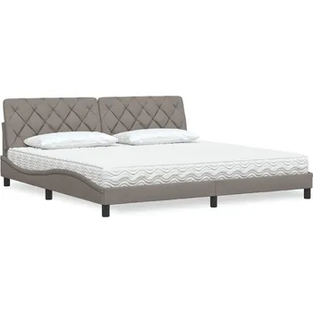 vidaXL Postel s matrací taupe 200 x 200 cm textil