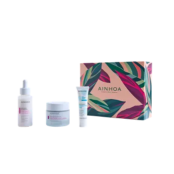 Kosmetická sada Vánoční balíček Vegan Collagen+ Ainhoa – Krém 50 ml, Sérum 50 ml, Micelární gel 15 ml, taška shopper s kožešinou – Zpevnění a hydratace pleti Zpevnění, hydratace a omlazení pleti