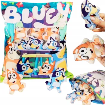 plyšák Polštář Pudding 2v1 s maskotkami BLUEY - PLYŠOVÝ MAZLÍČEK PŘÍTULNÍČEK NA HÁZENÍ
