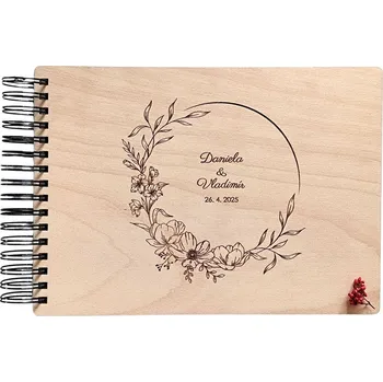 Fotoalbum Svatební fotoalbum – Květinová harmonie Vyber typ vazby: Dva doplňovací kroužky (sříbrné), Barva vnitřních papírů: Bílá, Nabídka vzorů: Vzor C