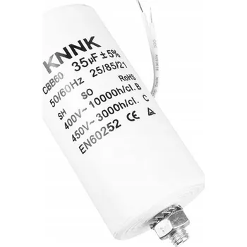 Kondenzátor Rozběhový kondenzátor 35uF 450VAC CBB60 motorový fázový M8 92x45 vodiče