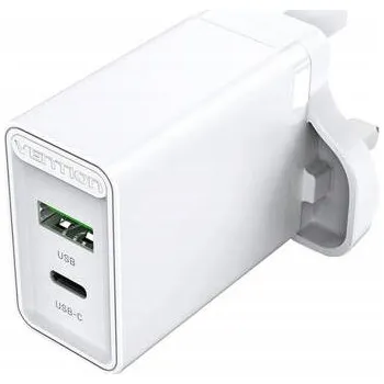 Síťová nabíječka USB-A, USB-C Vention FBBW0-UK (18W/20W, bílá)