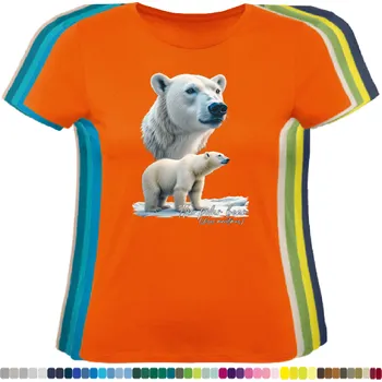 Dámské tričko damske-levne-bavlnene-tricko-digitalni-potisk-ledni-medvedi Barva: Orange - oranžová, velikost: XS