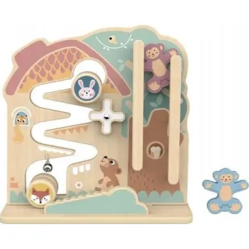 Dřevěná hračka DŘEVĚNÁ EDUKAČNÍ TABULE 2V1 - BLUDIŠTĚ A DRÁHA