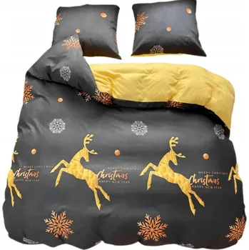 Povlečení VÁNOČNÍ POVLEČENÍ LOŽNÍHO POVLEČENÍ 200x220 BAVLNA SATÉN GierekHoff SADA 3 SOBI