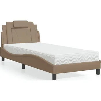 Postel Postel Viana s matrací cappuccino 80 x 200 cm umělá kůže Hnědá 3208758