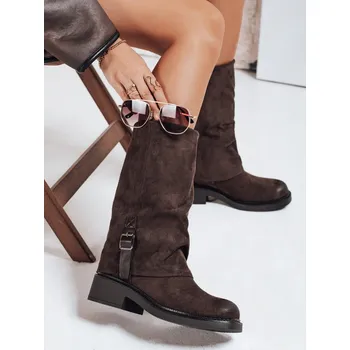 Dámské kozačky Dámské kozačky semišové ZY1184 Barva: Hnědá, Velikost: 39