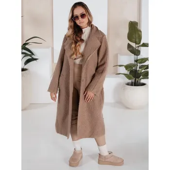 Dámský kabát Dlouhý dámský kabát z ovčí kůže NY0753 Barva: Hnědá, Velikost: S