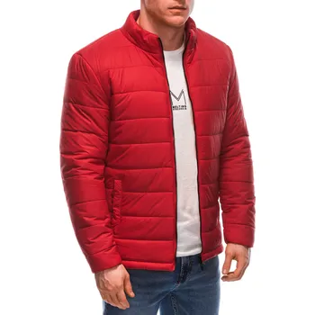 Pánský zimní kabát Pánská přechodová prošívaná bunda C526 Barva: Červená, Velikost: S
