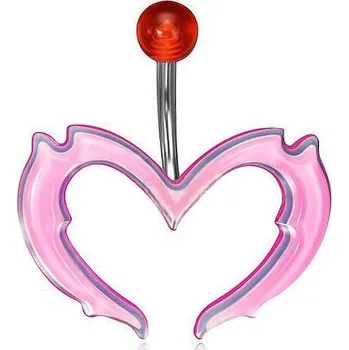 Piercing Piercing ocel růžové srdce 62 (Piercing chirurgická ocel "banán" srdce)