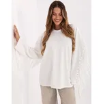 Bílá dámská viskózová mikina s třásněmi IT-BZ-21695.10-white Velikost: ONE SIZE