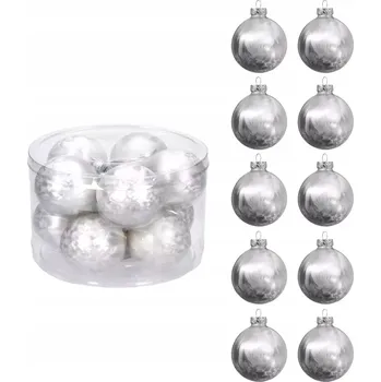 Vánoční dekorace Vánoční Baňky 6cm 10 Ks na vánoční stromeček, lesk, mat, ledově bílá