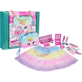 Dětská kuchyňka Dětská sada na líčení s duhovou tutu sukní a jednorožčí kabelkou (22 dílů)
