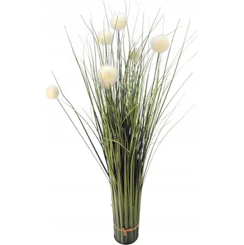 umělá květina Umělá tráva jako živá s bílými kuličkami, výška 70 cm