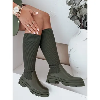 Dámské kozačky Dámské kozačky ponožkové ZY1012 Barva: Zelená, Velikost: 38