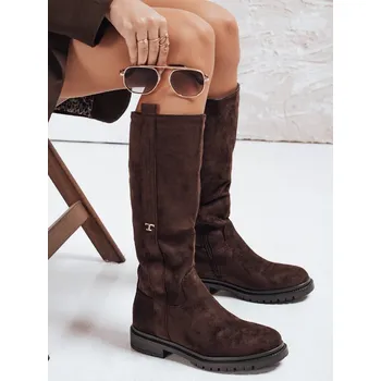 Dámské kozačky Dámské semišové kozačky ZY1142 Barva: Hnědá, Velikost: 40