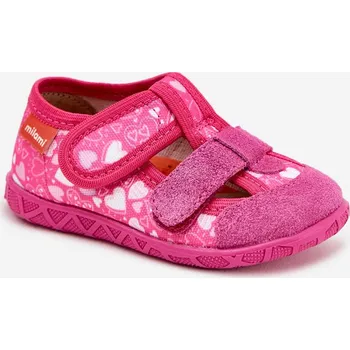 Chlapecké bačkory Pantofle Milami Dětské Na Suchý Zip Reathiana Barva: Růžová, Velikost: 27