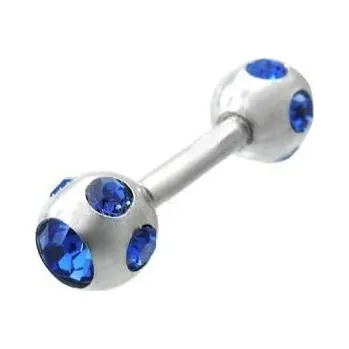 Piercing Piercing ocel modré zirkony 832 (Piercing chirurgická ocel do obočí)