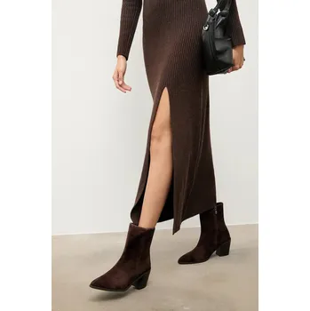 Dámské kozačky Semišové boty Answear.LAB hnědá barva, na podpatku AN-X24309-3182H-L 89X, EUR 37