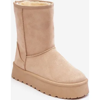 Dámská zimní obuv Dámské sněžné boty s oteplovacím kožešinou Abrams Barva: Béžová, Velikost: 36