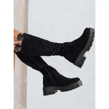 Dámské kozačky Dámské kozačky semišové na platformě ZY1103 Barva: Černá, Velikost: 39