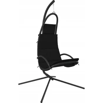 Závěsné zahradní křeslo s polštářem, černé, textilní