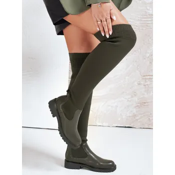 Dámské kozačky Dámské kozačky overknee ZY1134 Barva: Zelená, Velikost: 39