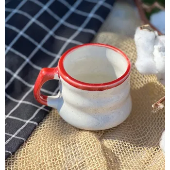 Keramický Šálek na kávu nebo čaj Cappuccino červený 200 Ml