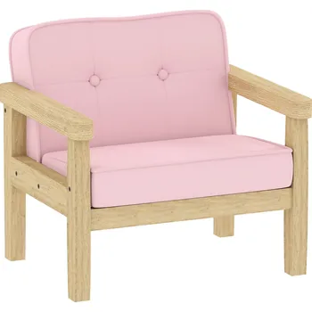AIYAPLAY Dětské křeslo AIYAPLAY, dětská pohovka s dřevěným rámem, manšestrový vzhled, polstrovaná dětská židle pro děti ve věku 3-8 let, do dětského pokoje, herny, růžová
