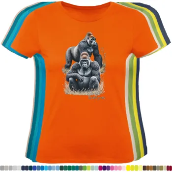 Dámské tričko damske-levne-bavlnene-tricko-digitalni-potisk-gorily Barva: Orange - oranžová, velikost: L