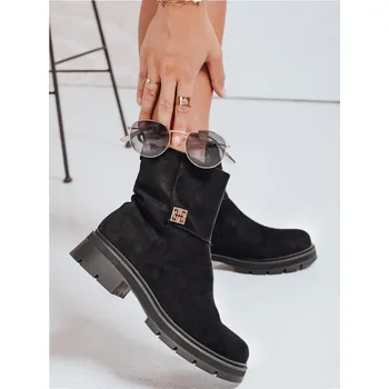 Dámské kozačky Dámské kotníkové boty semišové ZY1114 Barva: Černá, Velikost: 41