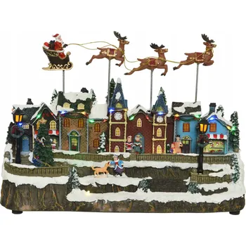 Vánoční dekorace Vánoční městečko LED Mikuláš domky 29 Cm