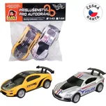 MaDe Autodráha náhradní autíčka 2 ks 1:43 žlutá stříbrná