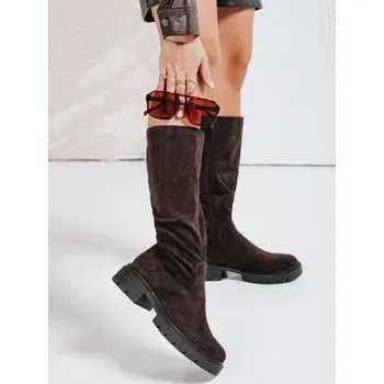 Dámské kozačky Dámské kozačky semišové ZY1176 Barva: Hnědá, Velikost: 41