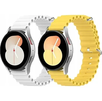 Ostatní příslušenství k chytrým hodinkám 2x ŘEMÍNEK NA HODINKY ŽLUTÝ BÍLÝ SILIKON Samsung Galaxy Watch/Amazfit 20mm