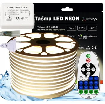 LED páska SADA LED Neon Páska 230V 10m 4000K BÍLÁ NEUTRÁLNÍ OVLADAČ DÁLKOVÝ OVLADAČ 23 IR